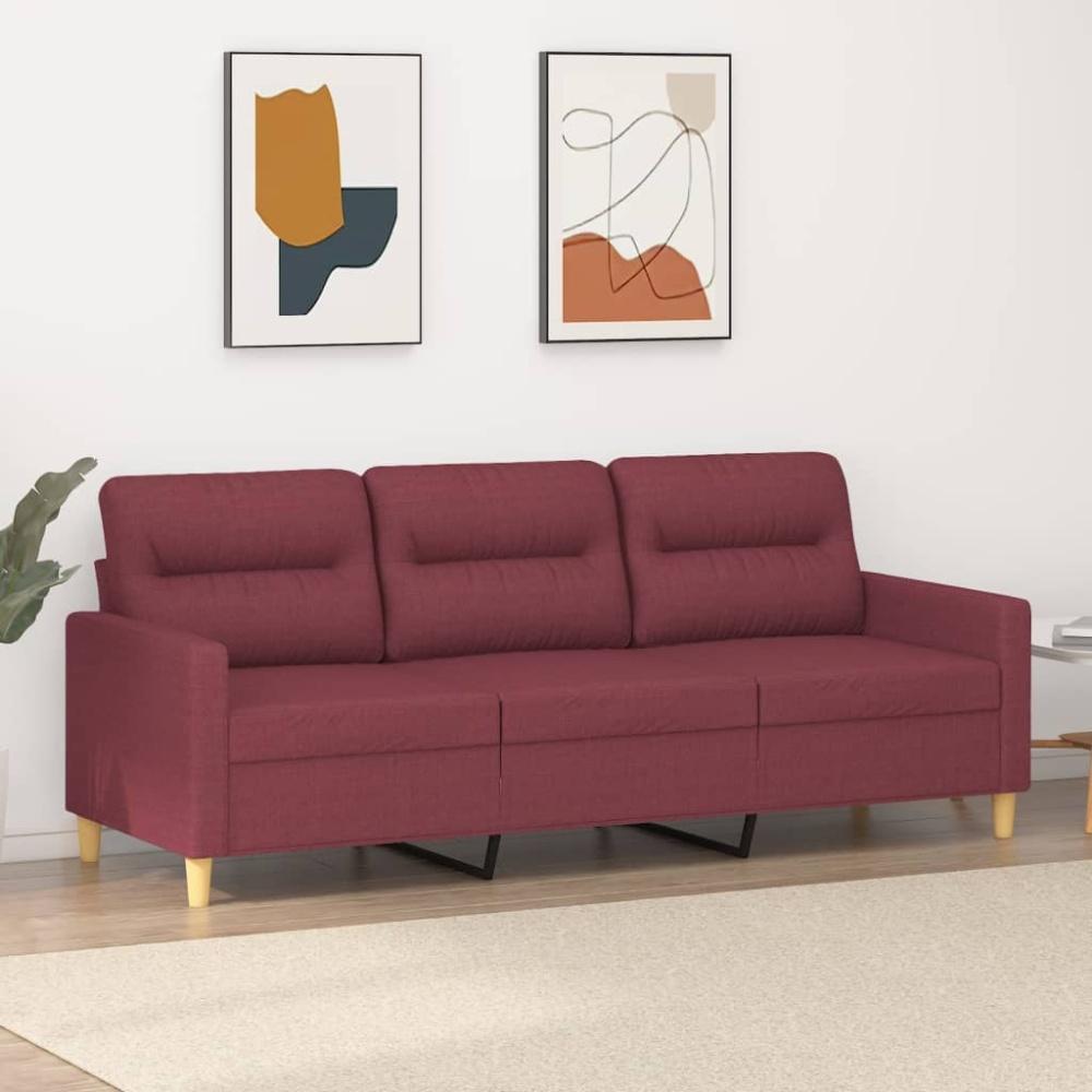 vidaXL 3-Sitzer-Sofa Weinrot 180 cm Stoff Bild 1