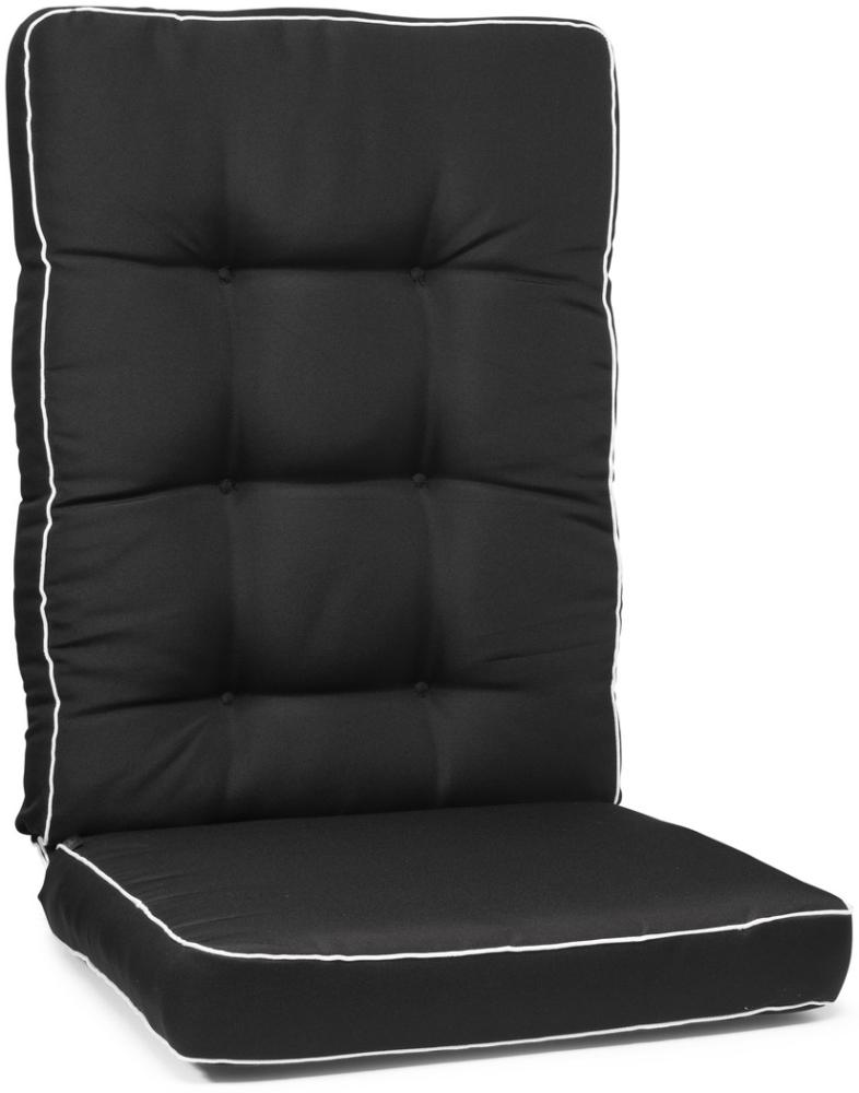 Texas 90 Polsterauflage Sitz/Rücken hoch 127x56x11 cm, schwarz mit weißem Keder Bild 1