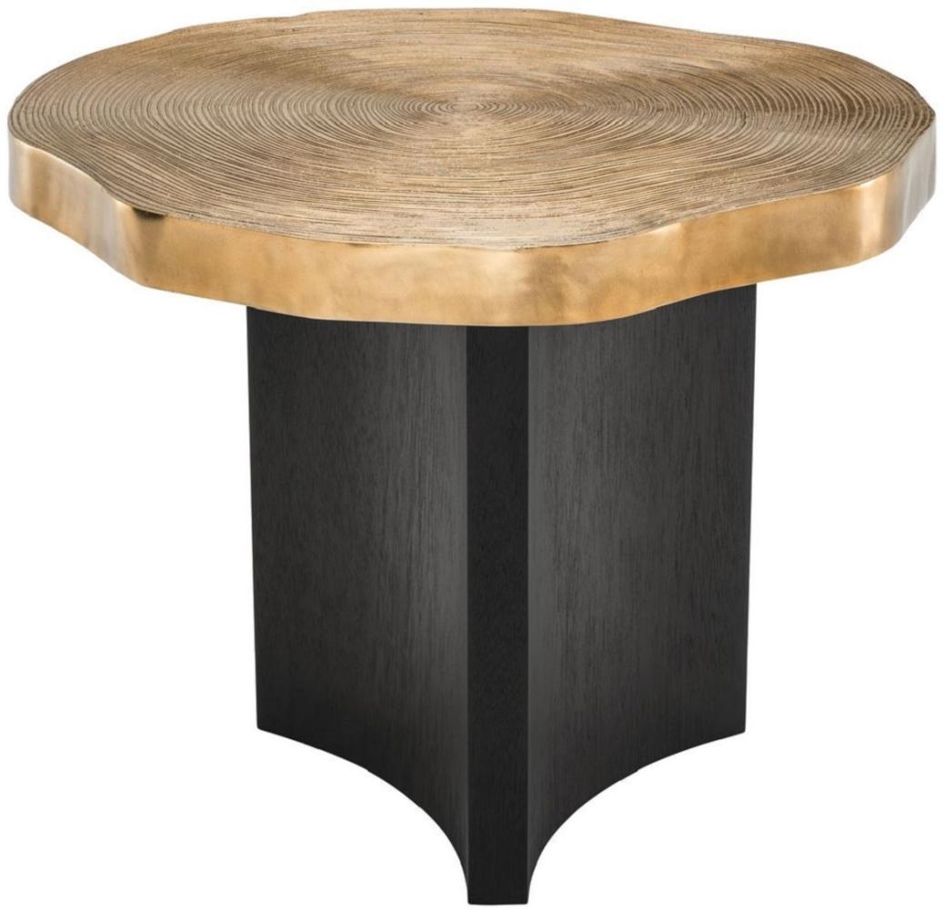 Casa Padrino Luxus Beistelltisch Messingfarben / Schwarz Ø 63,5 x H. 50,5 cm - Luxuriöser Beistelltisch mit Tischplatte im Baumscheiben Design Bild 1