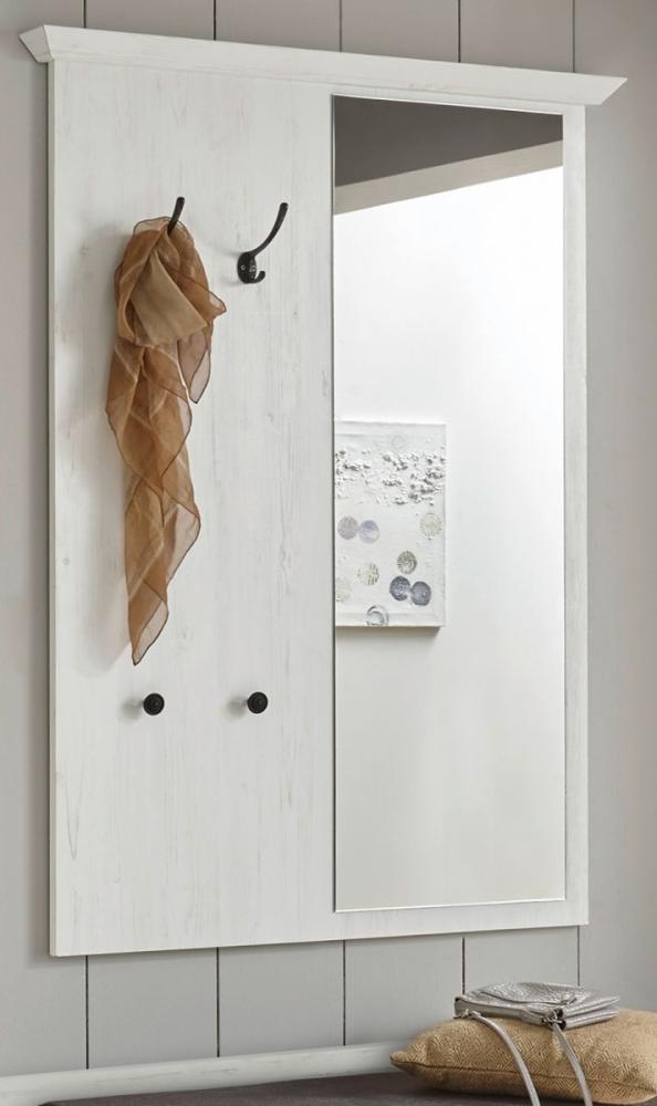 Garderobenpaneel mit Spiegel 105x140 cm weiß Pinie WALES Bild 1