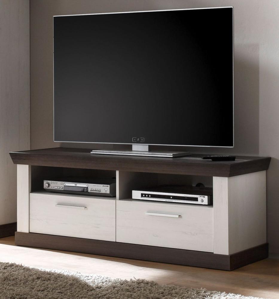 TV-Lowboard Corela in Pinie weiß und Wenge Landhaus 135 x 51 cm Bild 1