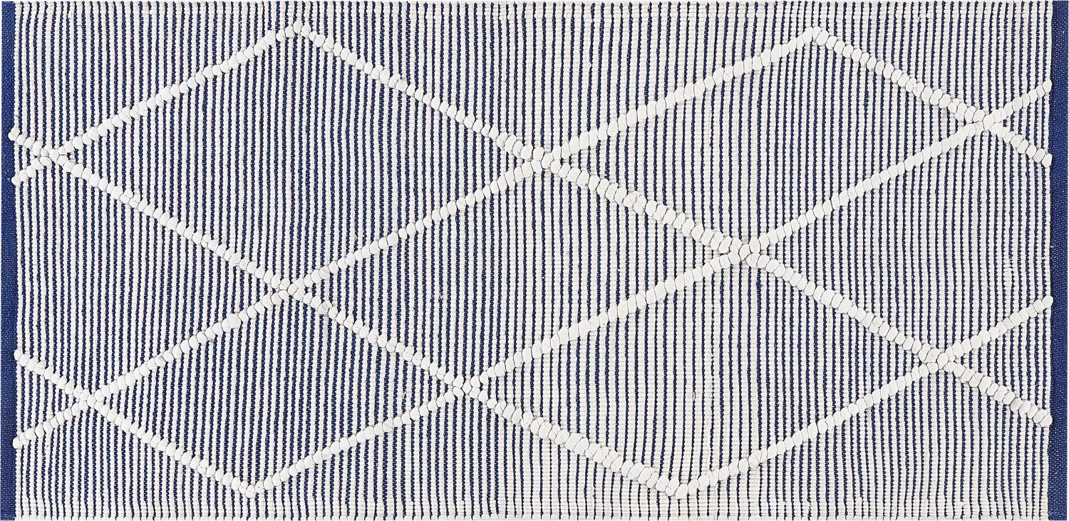 Teppich Baumwolle blau weiß 80 x 150 cm geometrisches Muster Kurzflor SYNOPA Bild 1