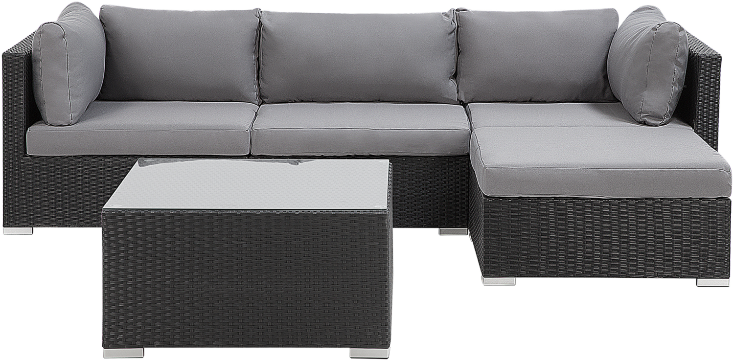 Lounge Set SANO PE Rattan Schwarz Linksseitig Bild 1