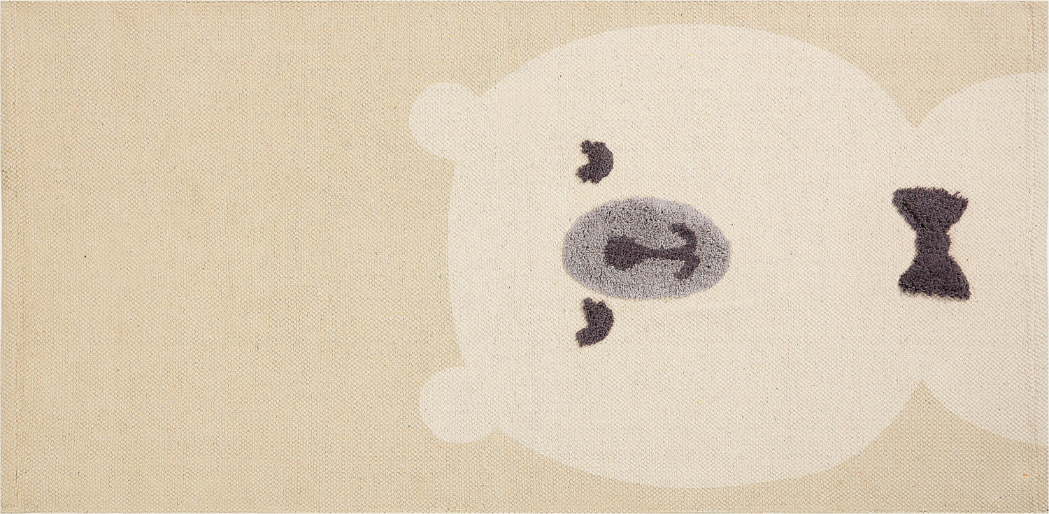 Kinderteppich Baumwolle beige 80 x 150 cm Bärenmotiv SIMAU Bild 1