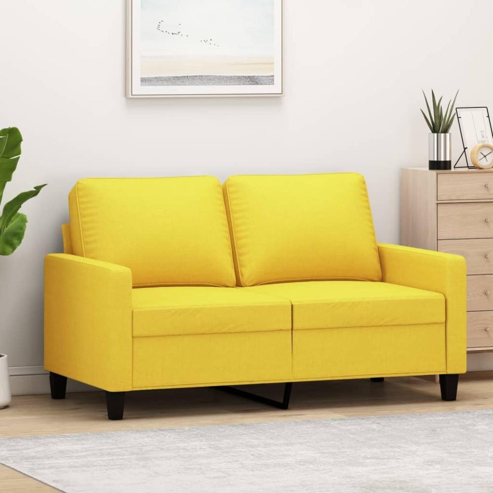 vidaXL 2-Sitzer-Sofa Hellgelb 120 cm Stoff Bild 1