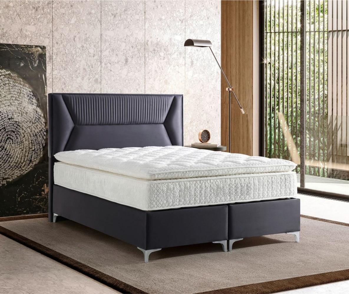 Casa Padrino Luxus Doppelbett Lila / Silber - Verschiedene Größen - Massivholz Bett mit Kopfteil und Matratze - Schlafzimmer Möbel - Hotel Möbel - Luxus Möbel Bild 1