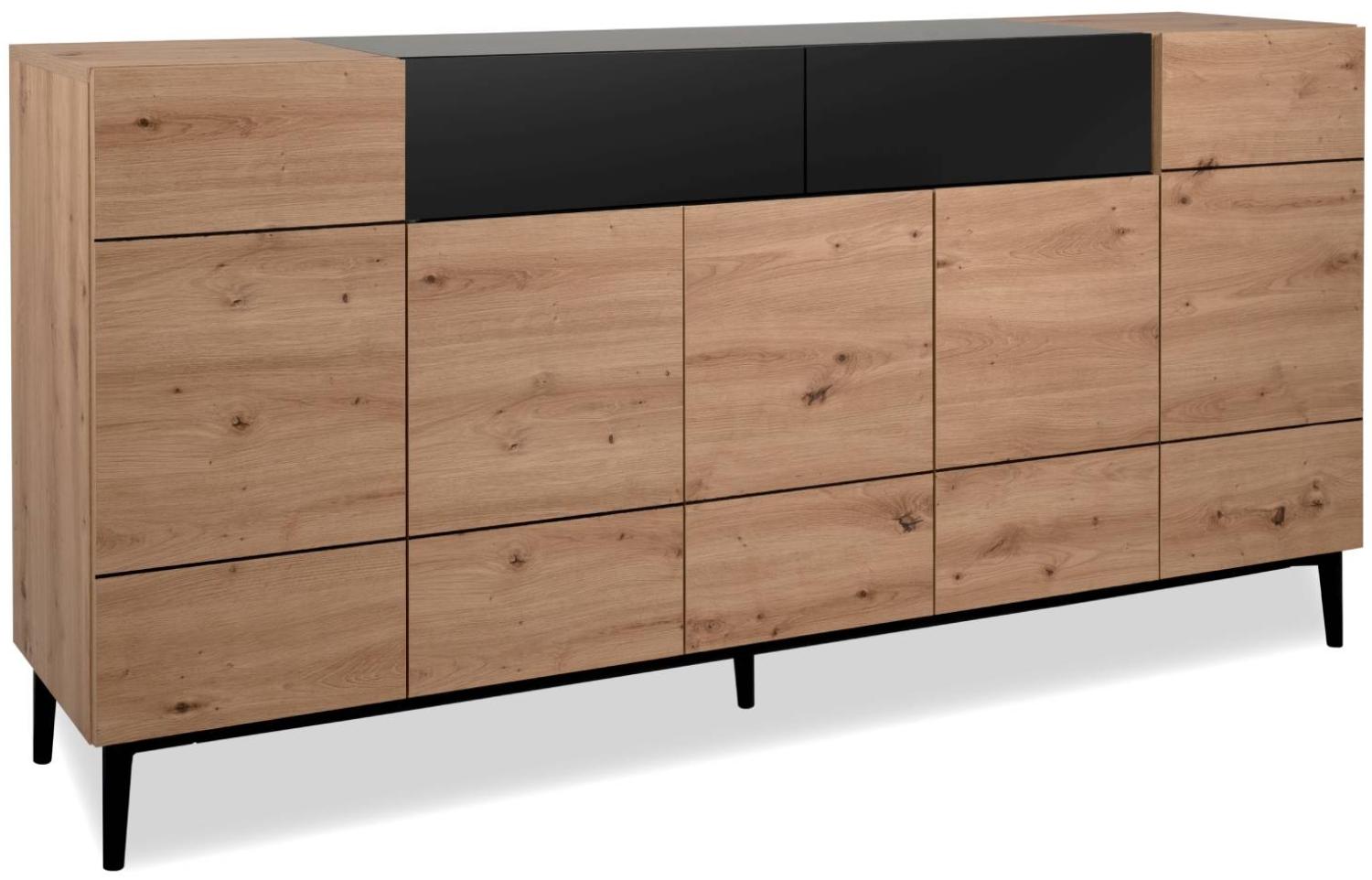 Homestyle4u Sideboard, Holz natur / schwarz, 180 x 90 x 42 cm Bild 1