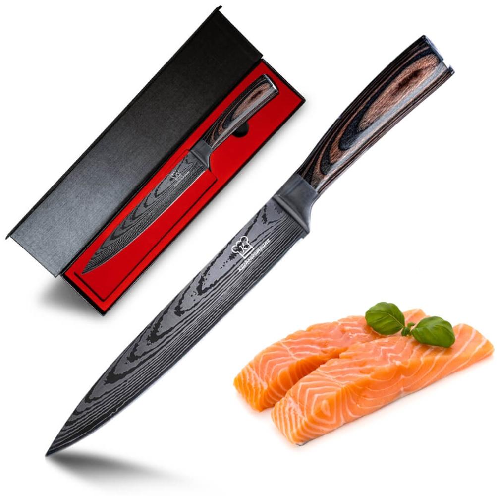 Asiatisches Filetiermesser - Messer aus gehärteter Edelstahl - Rasiermesser scharfe Klinge - Küchenmesser mit Echtholzgriff. Bild 1