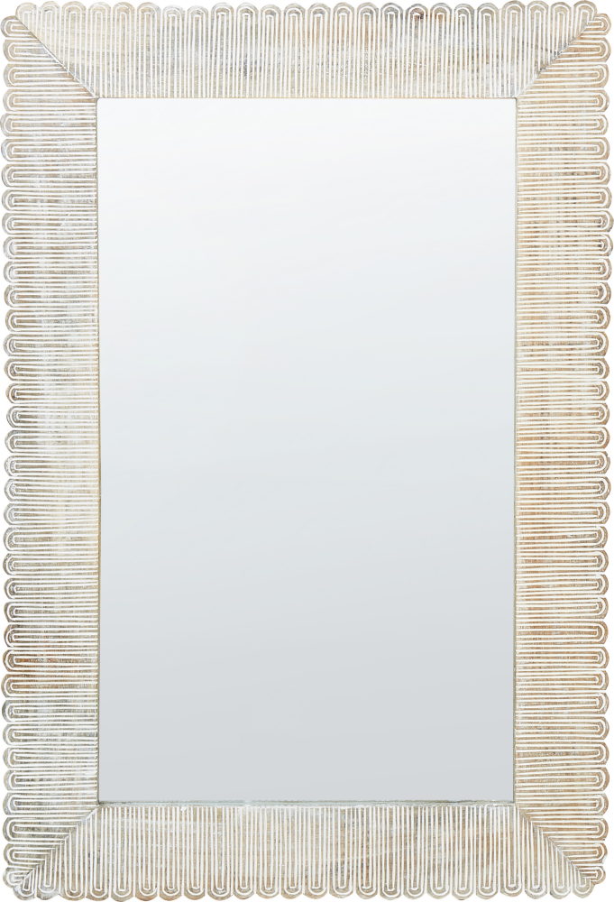 Wandspiegel Mangoholz cremeweiß rechteckig 63 x 94 cm BAUGY Bild 1