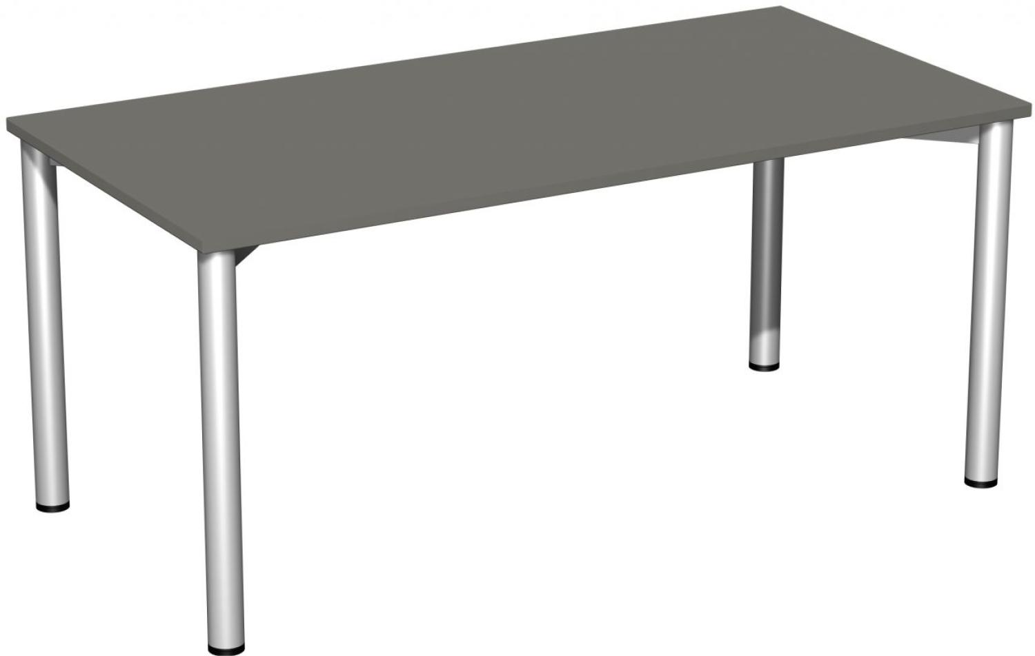 Schreibtisch '4 Fuß Flex', feste Höhe 160x80cm, Graphit / Silber Bild 1