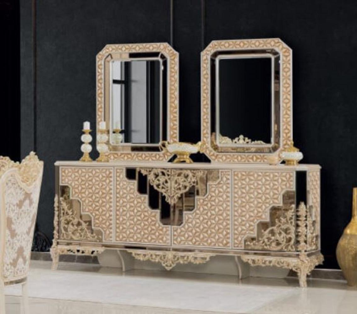 Casa Padrino Luxus Barock Möbel Set Weiß / Gold - 1 Sideboard & 2 Spiegel - Handgefertigte Möbel im Barockstil - Edel & Prunkvoll Bild 1