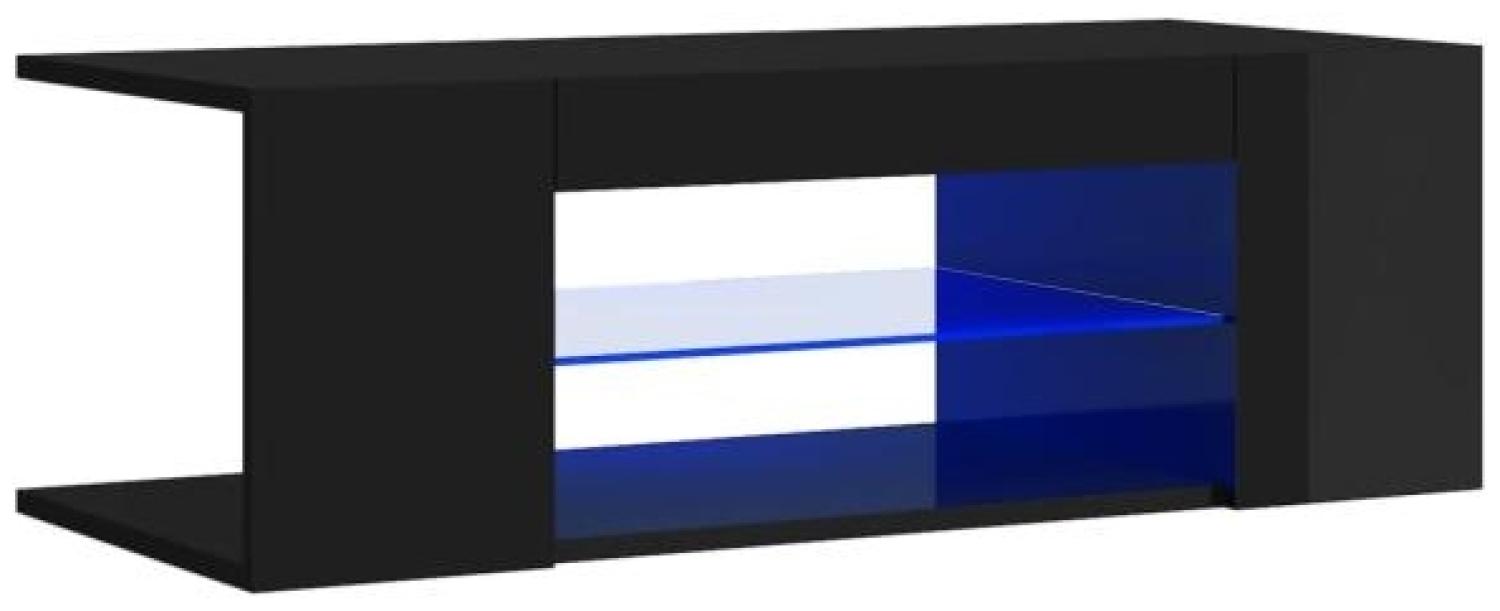 vidaXL TV-Schrank mit LED-Leuchten Hochglanz-Schwarz 90x39x30 cm Bild 1