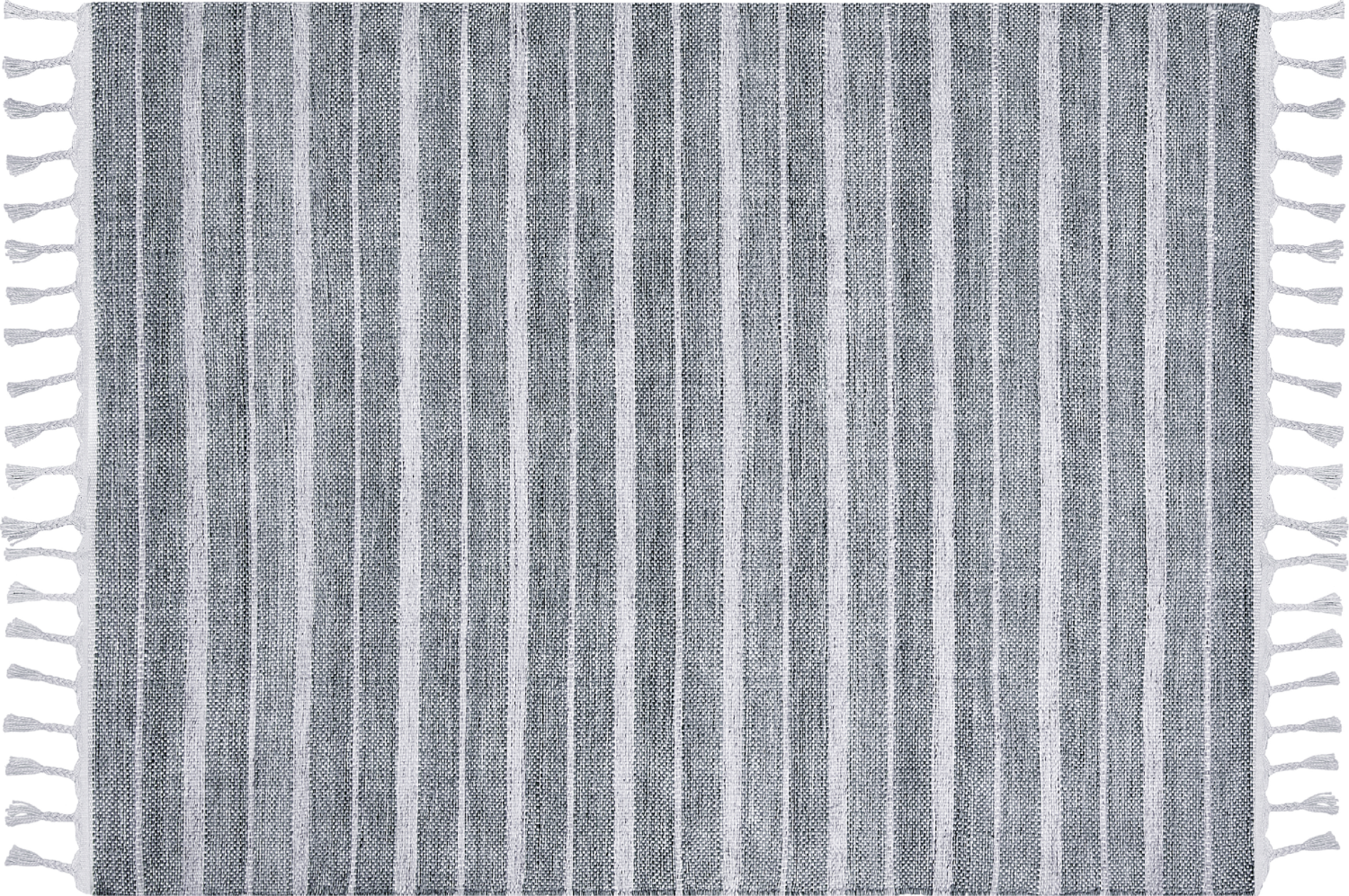 Outdoor Teppich hellgrau weiß 140 x 200 cm Streifenmuster Kurzflor BADEMLI Bild 1