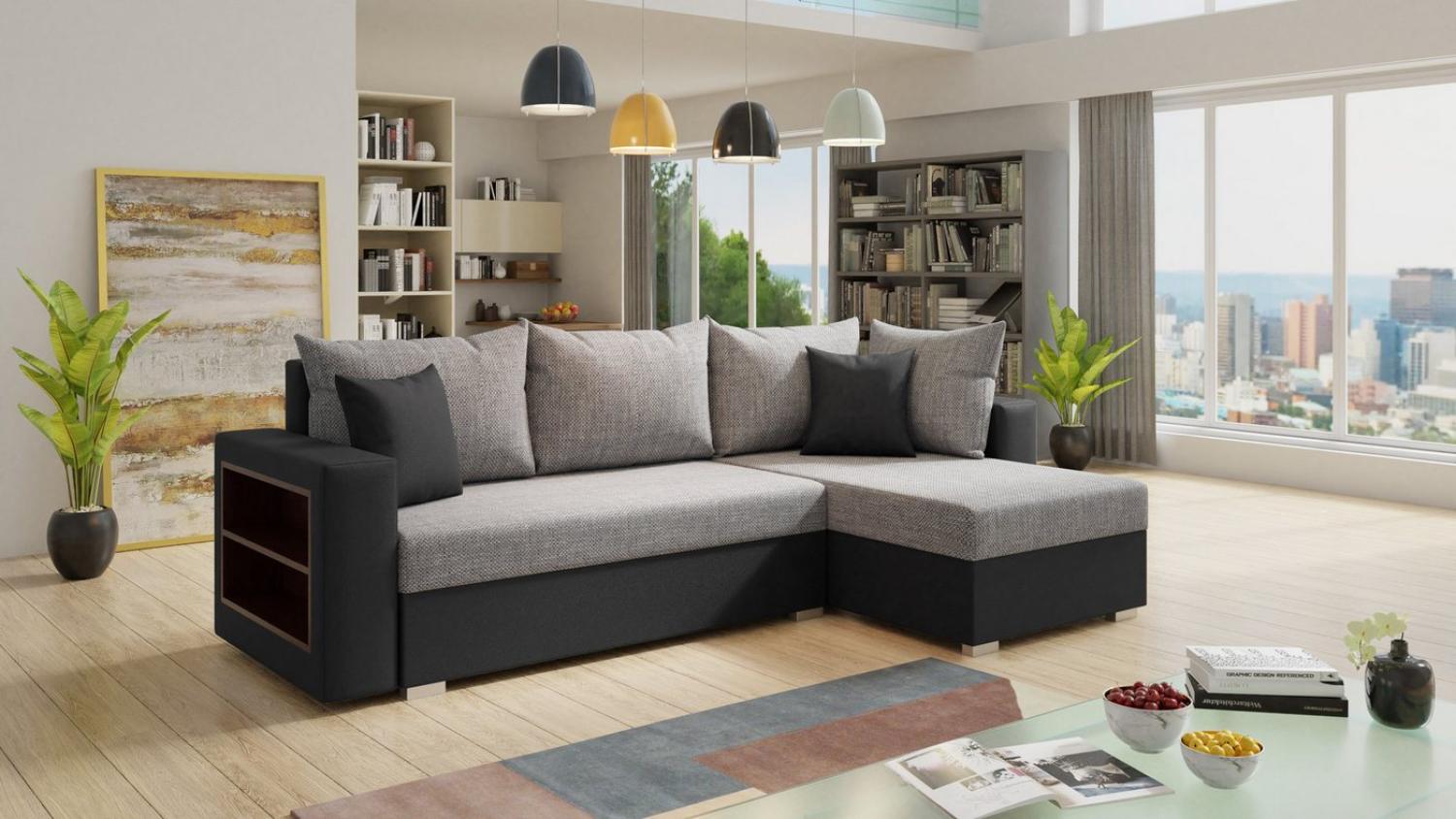 Sofnet Ecksofa Lord, mit Schlaffunktion und Bettkasten, L-Form Couch, Schlafsofa mit Regal Bild 1