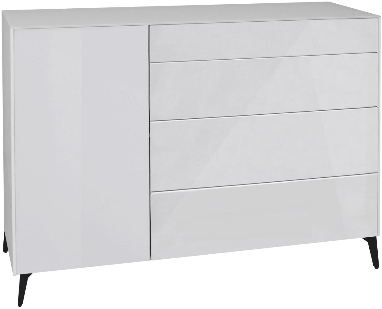 Kommode Elfi 131x42x104 Hochglanz Kreidegrau/Glas Kreidegrau 14799-mf Bild 1