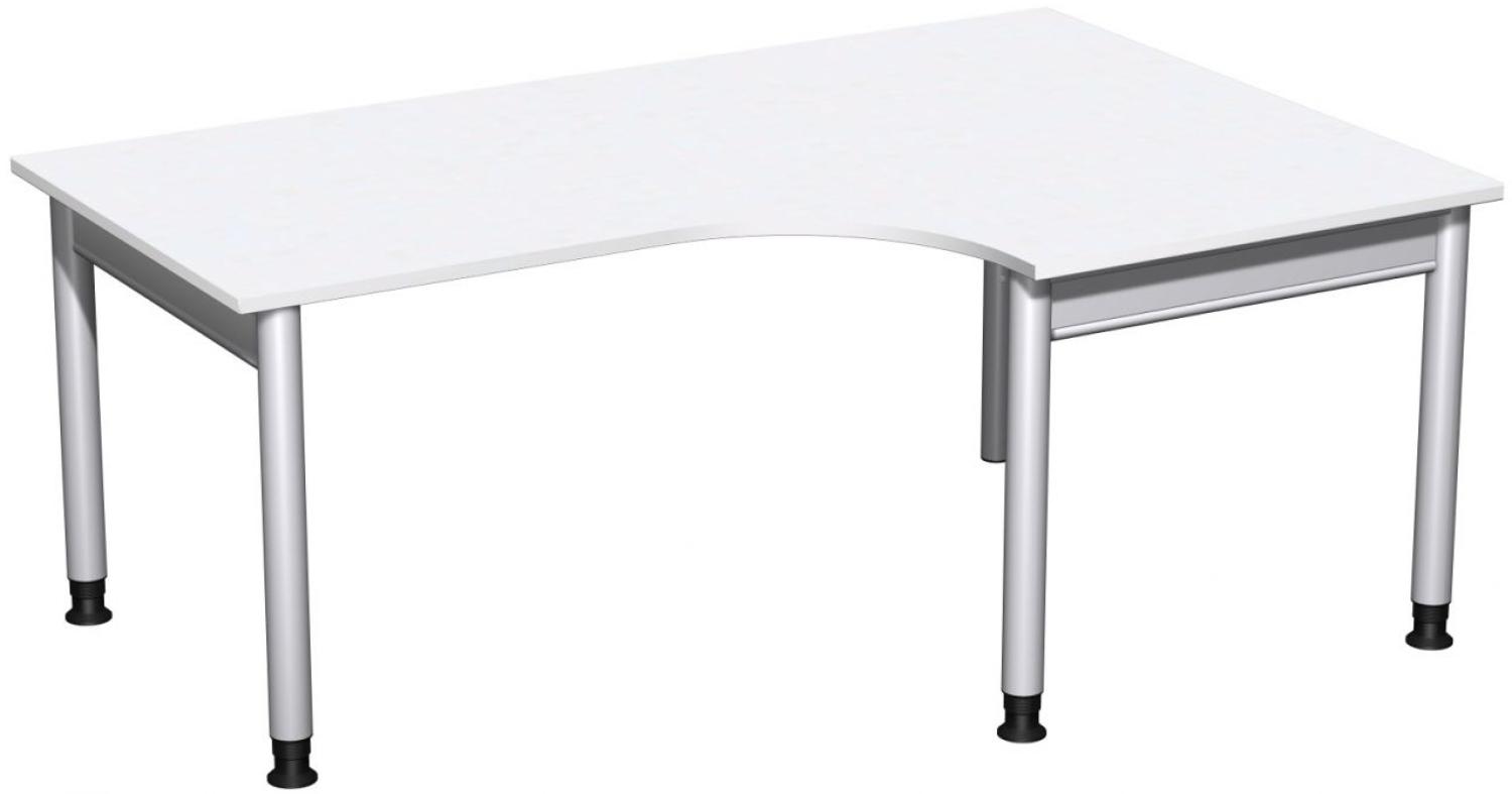PC-Schreibtisch '4 Fuß Pro' rechts, höhenverstellbar, 180x120cm, Weiß / Silber Bild 1