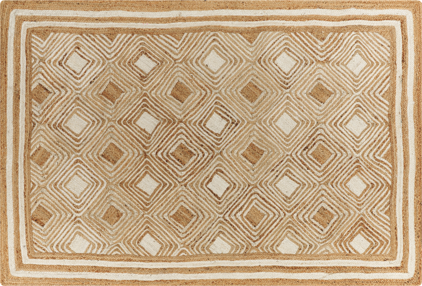 Teppich Jute beige 160 x 230 cm geometrisches Muster Kurzflor MENGEN Bild 1