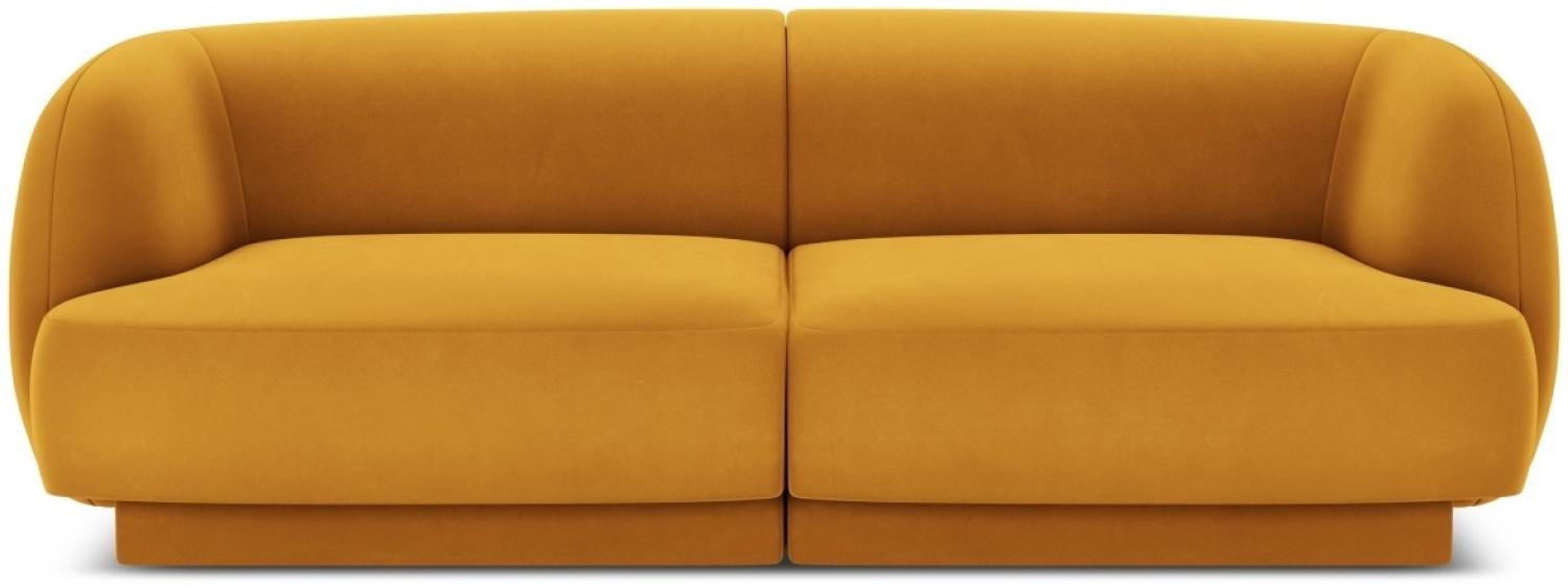 Micadoni 2-Sitzer Samtstoff Sofa Miley | Bezug Yellow | Beinfarbe Black Plastic Bild 1