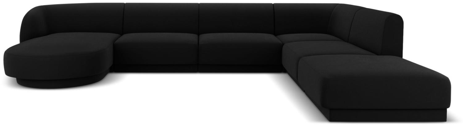 Micadoni 6-Sitzer Samtstoff Ecke rechts Sofa Miley | Beinfarbe Black Plastic, Schwarz Bild 1