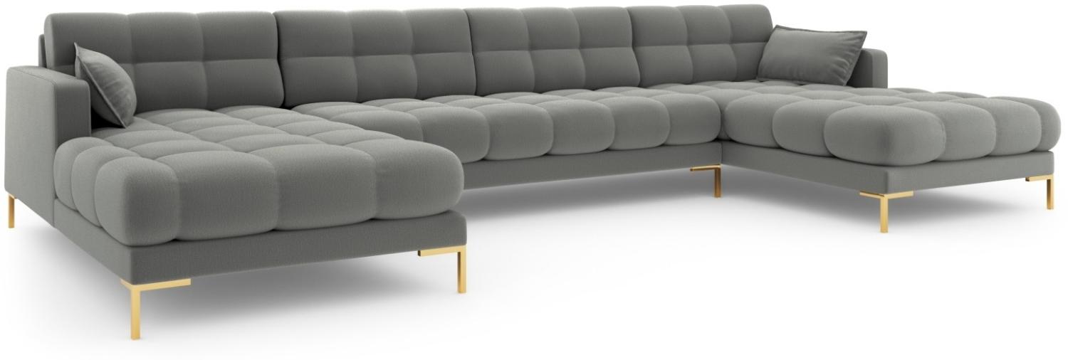 Micadoni 6-Sitzer Panorama Sofa Mamaia | Bezug Grey | Beinfarbe Gold Metal Bild 1