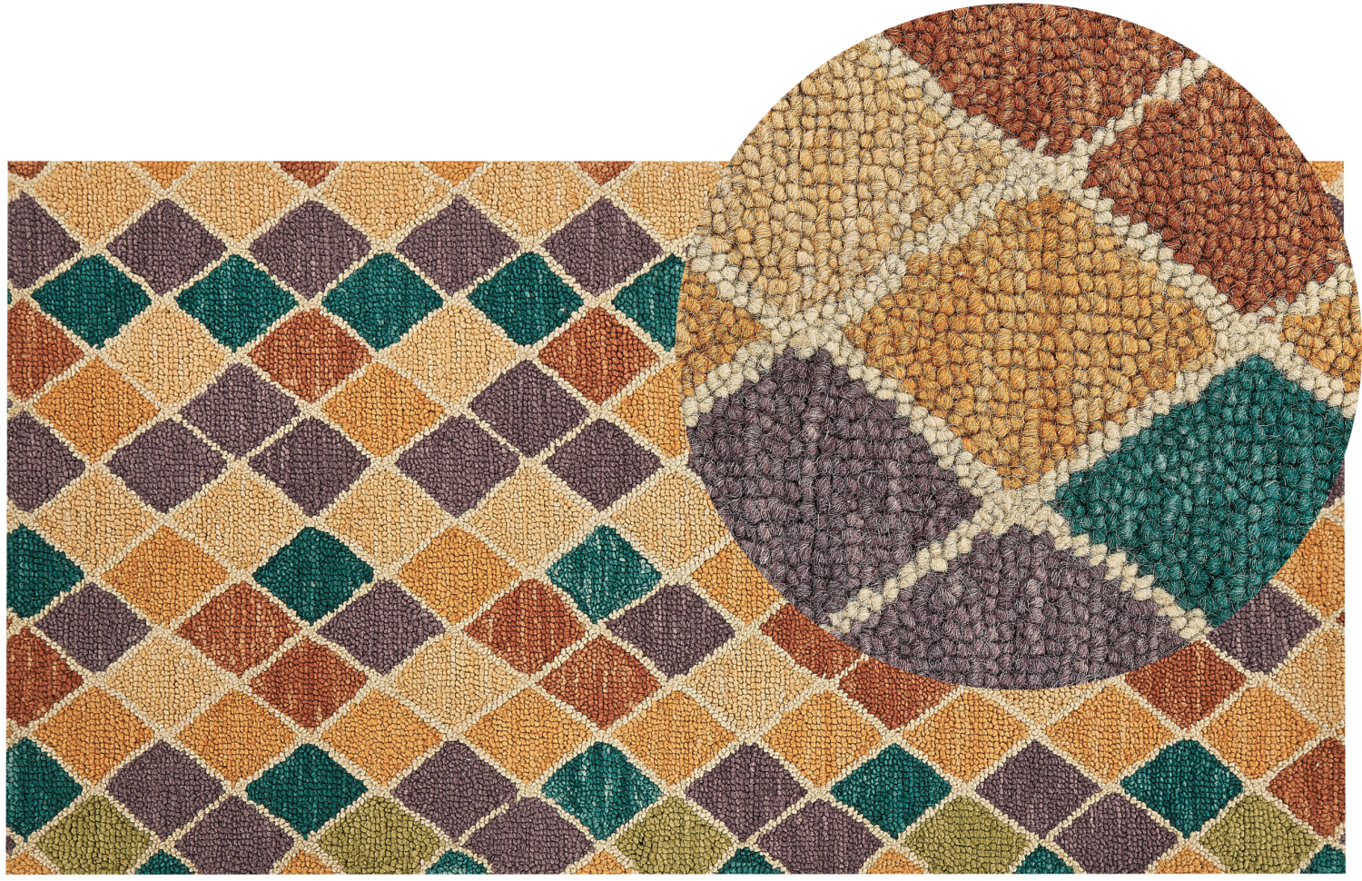Teppich Wolle mehrfarbig 80 x 150 cm geometrisches Muster Kurzflor KESKIN Bild 1