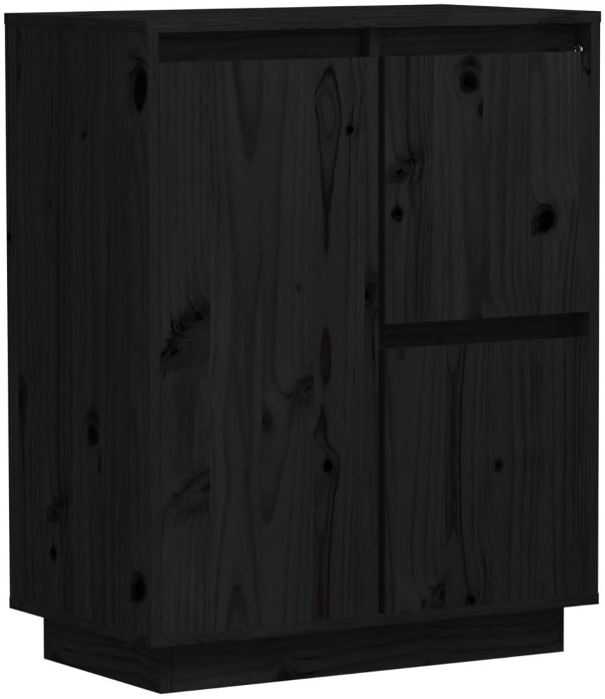 Sideboard Schwarz 60x34x75 cm Massivholz Kiefer [813394] Bild 1