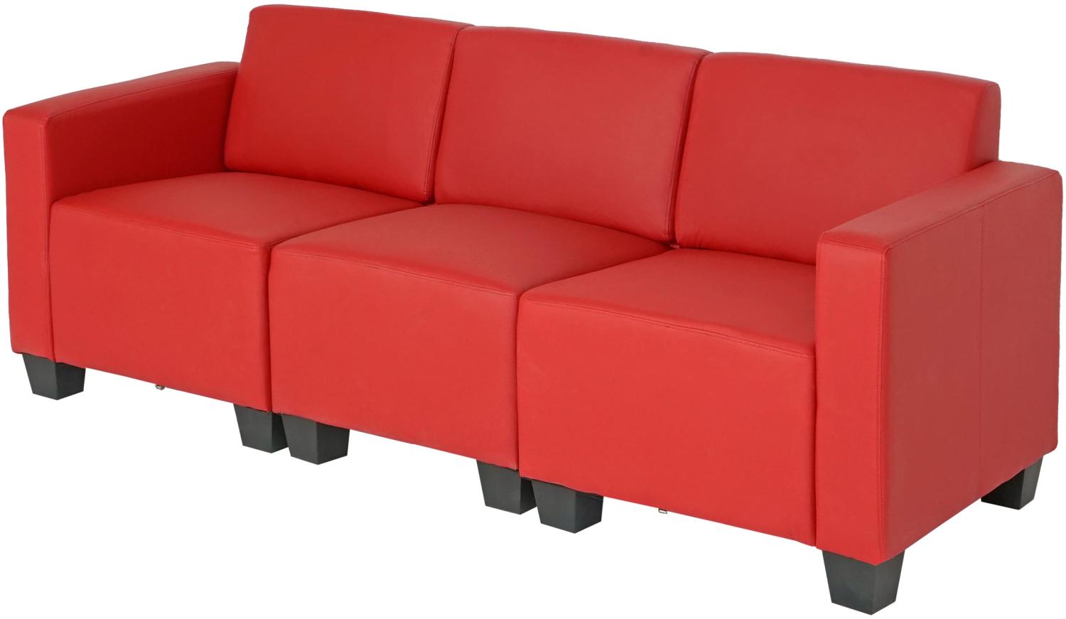 Modular 3-Sitzer Sofa Couch Lyon, Kunstleder ~ rot Bild 1