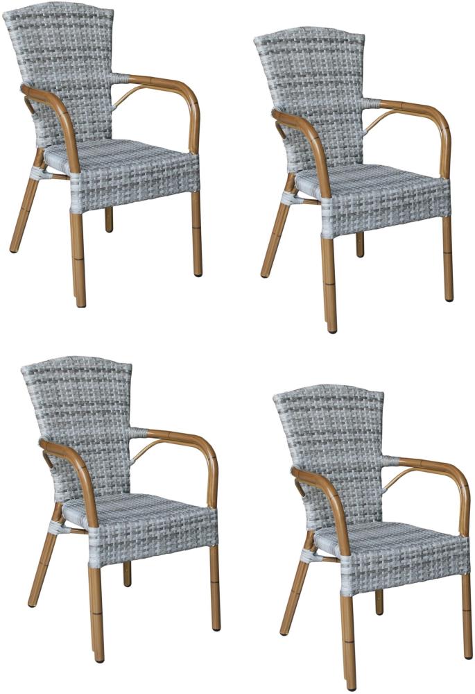 4x Konway COLOMBO Stapelsessel Granit Premium Polyrattan Garten Sessel Stuhl Set Bild 1