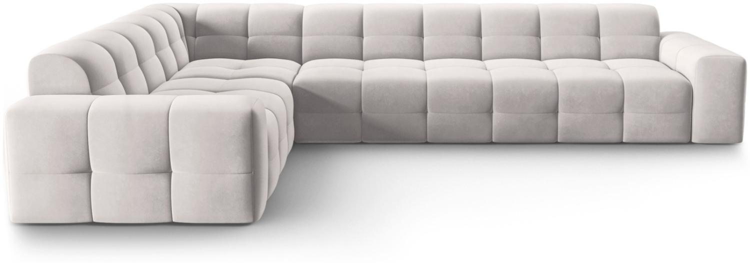 Micadoni 6-Sitzer Samtstoff Ecke links Sofa Kendal | Bezug Light Grey | Beinfarbe Black Beech Wood Bild 1