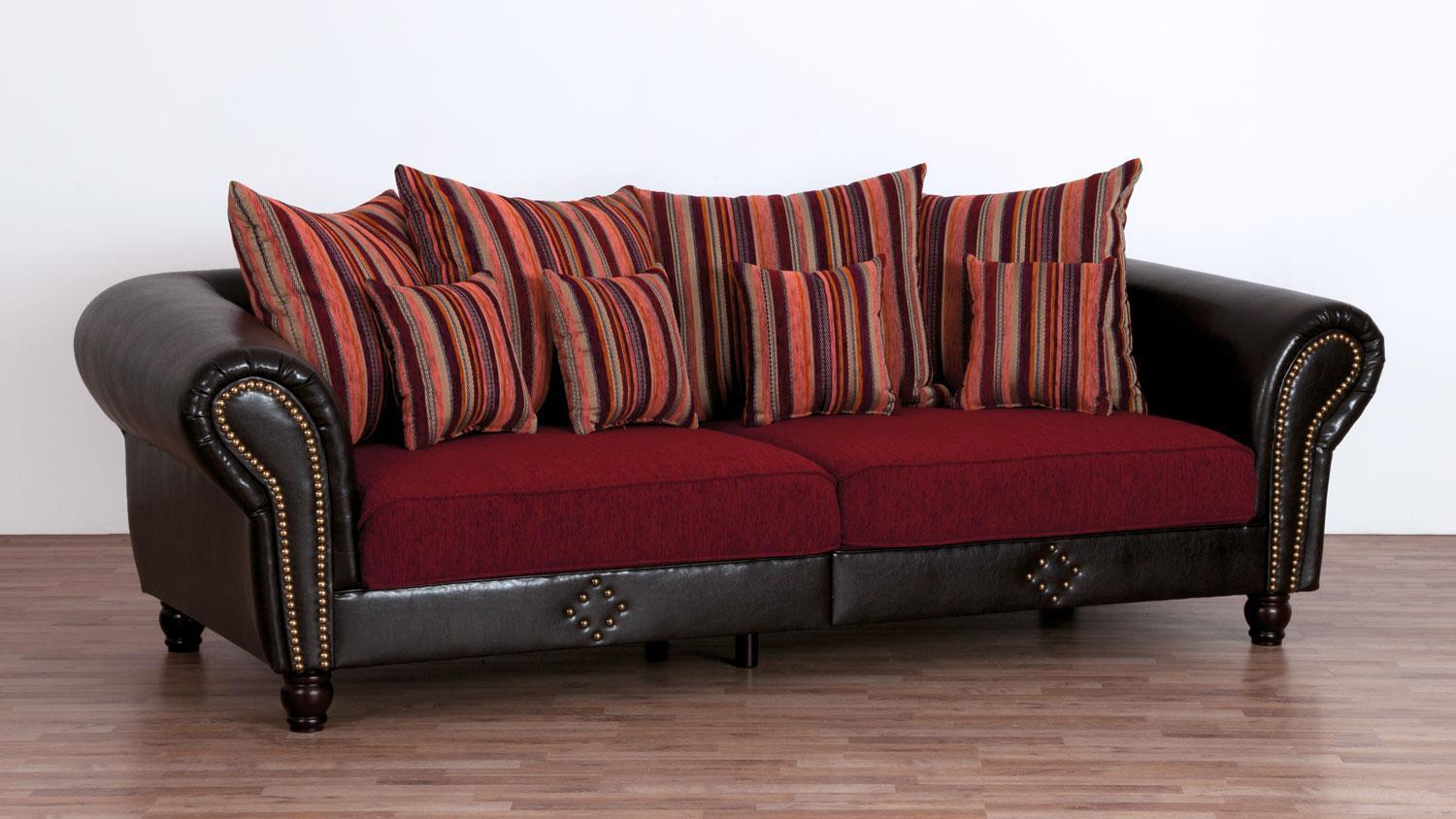 Big Sofa 'Corin' inkl. Kissen, antik dunkel braun und rot Bild 1