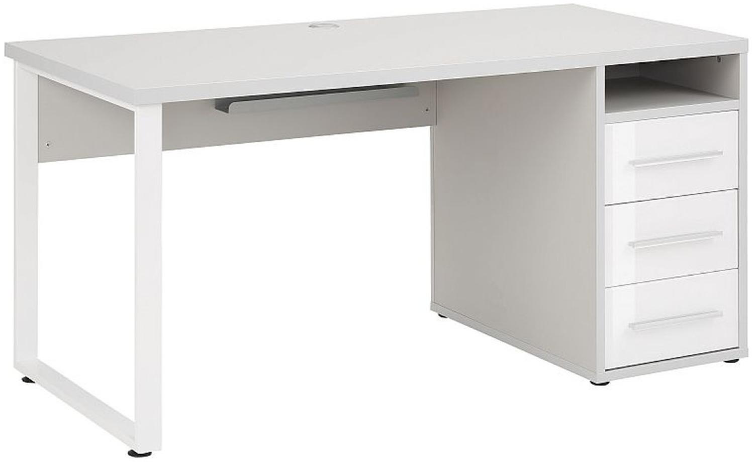 Maja Schreibtisch, platingrau/ Weißglas, 150 x 75 x 70 cm Bild 1