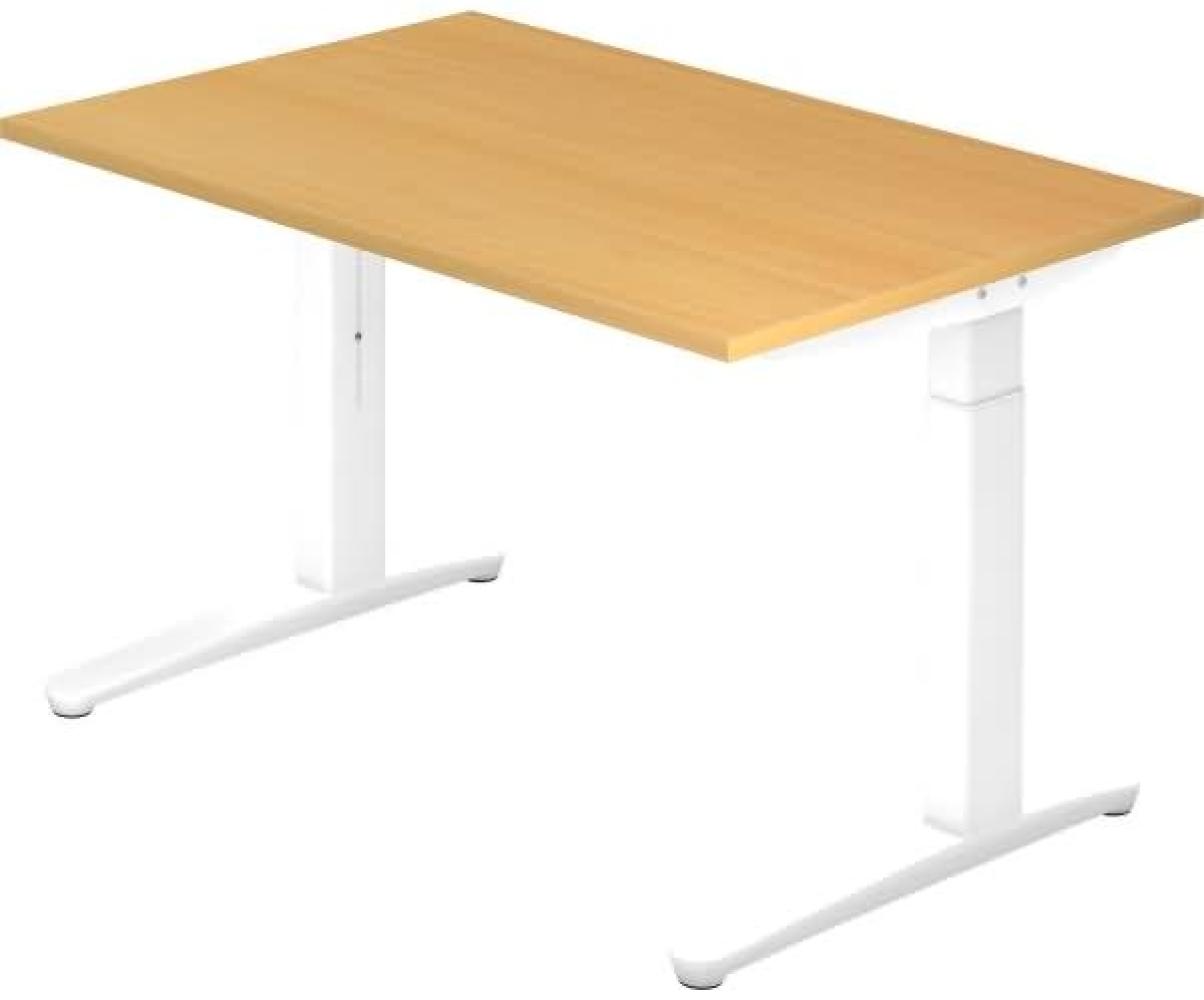 'XB12' Schreibtisch, C-Fuß, 120x80cm, Buche / Weiß Bild 1