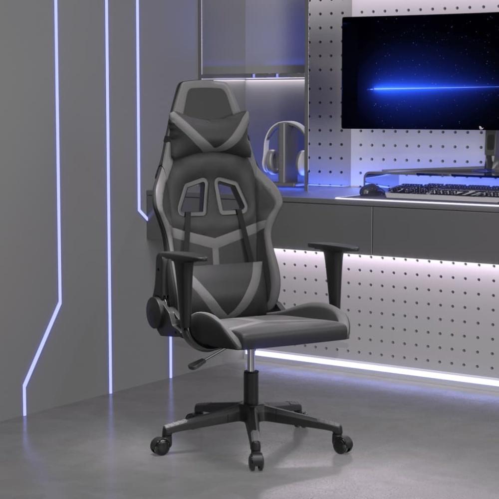vidaXL Gaming-Stuhl mit Massagefunktion Schwarz und Grau Kunstleder Bild 1