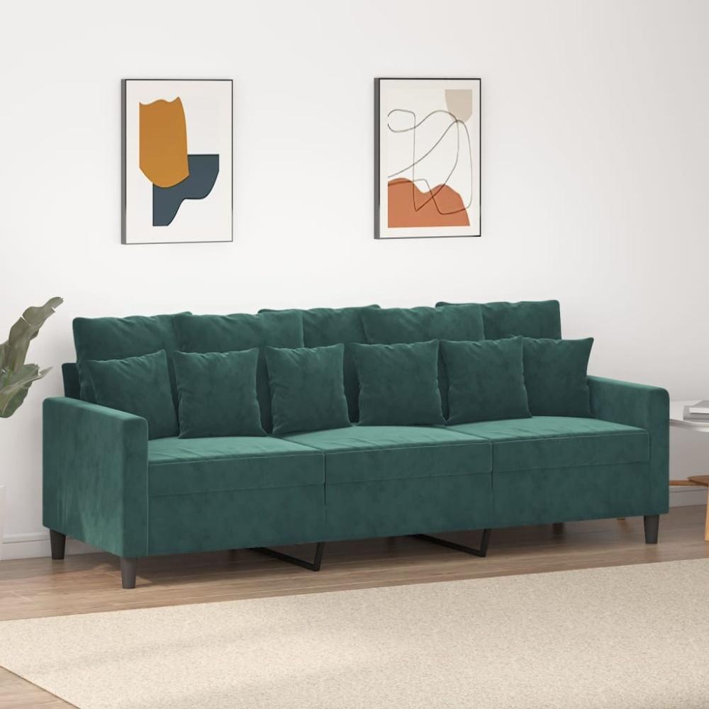 vidaXL 3-Sitzer-Sofa Dunkelgrün 180 cm Samt Bild 1