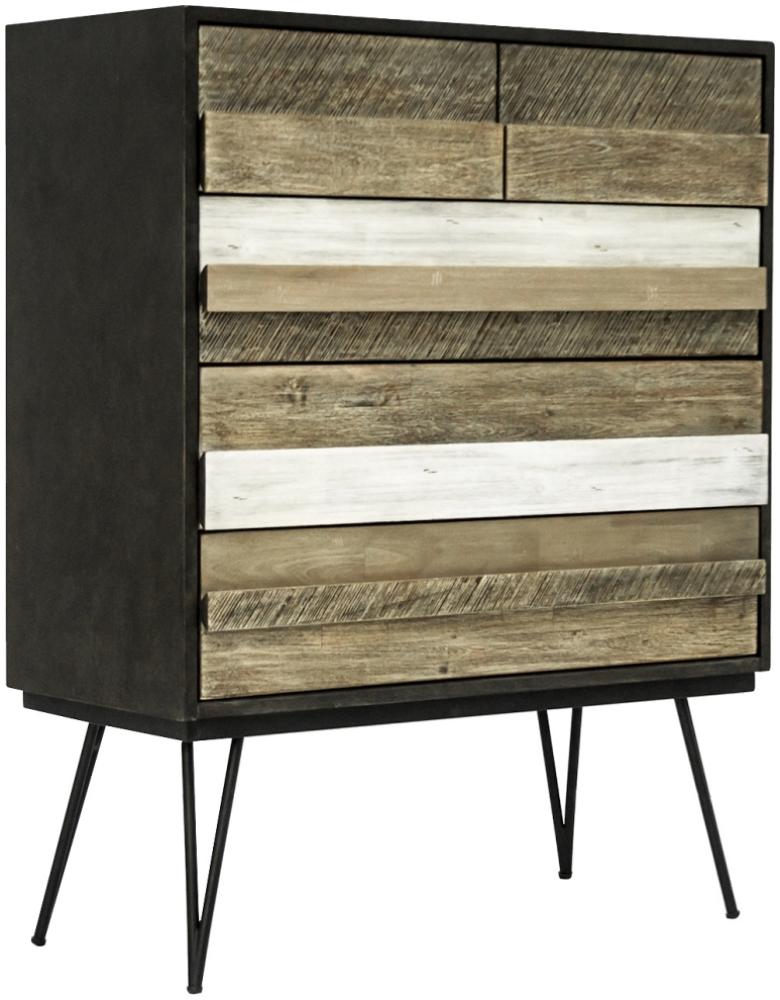 Stylefy Adesso Highboard Grau Schwarz Akazie, 125 x 45 x 100 cm Bild 1