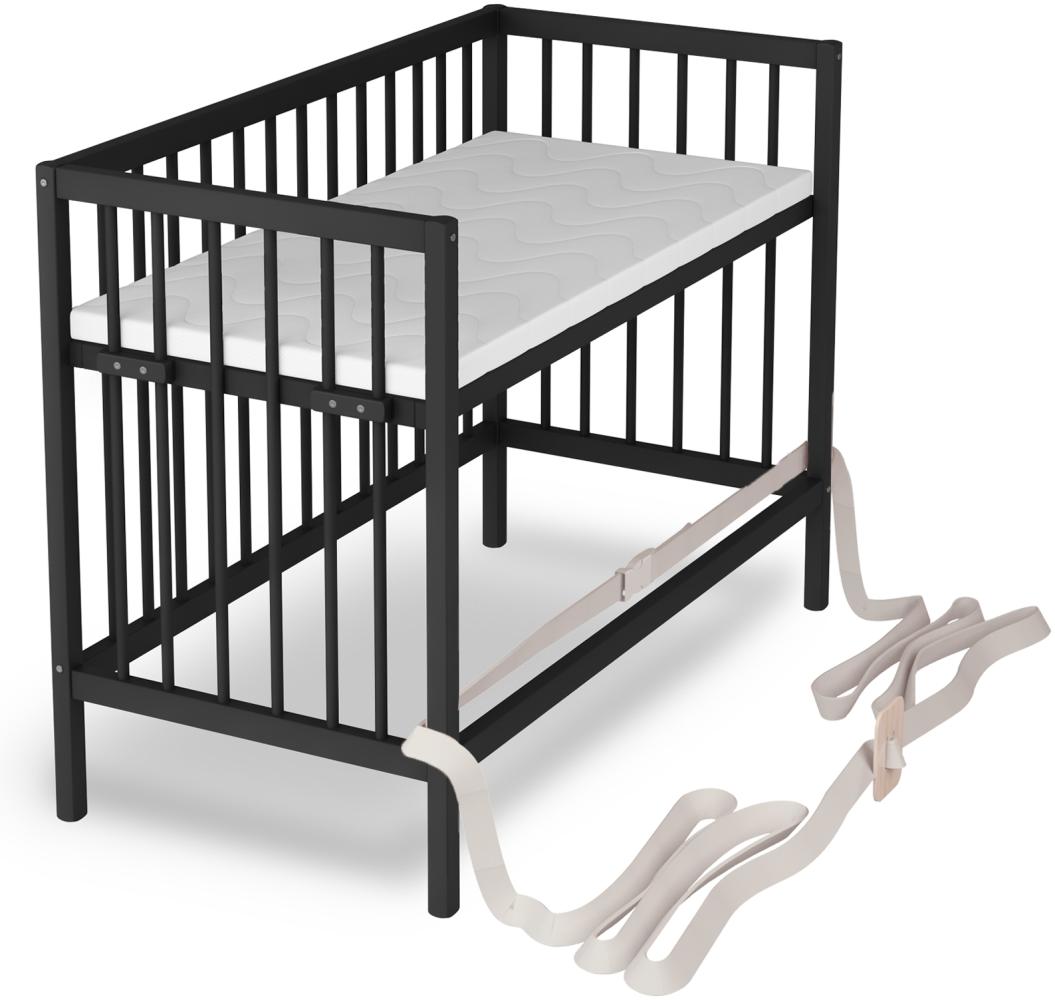 Baby Beistellbett Dreamy 60x120 cm mit Matratze - BLACK EDITION - 4 in 1 ohne Umbauseite - Sämann Bild 1