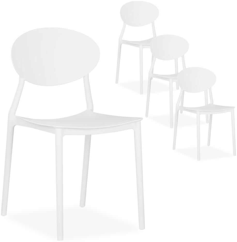 Gartenstuhl 4er Set Weiß Stühle Küchenstühle Kunststoff Stapelstühle Balkonstuhl Outdoor-Stuhl Bild 1