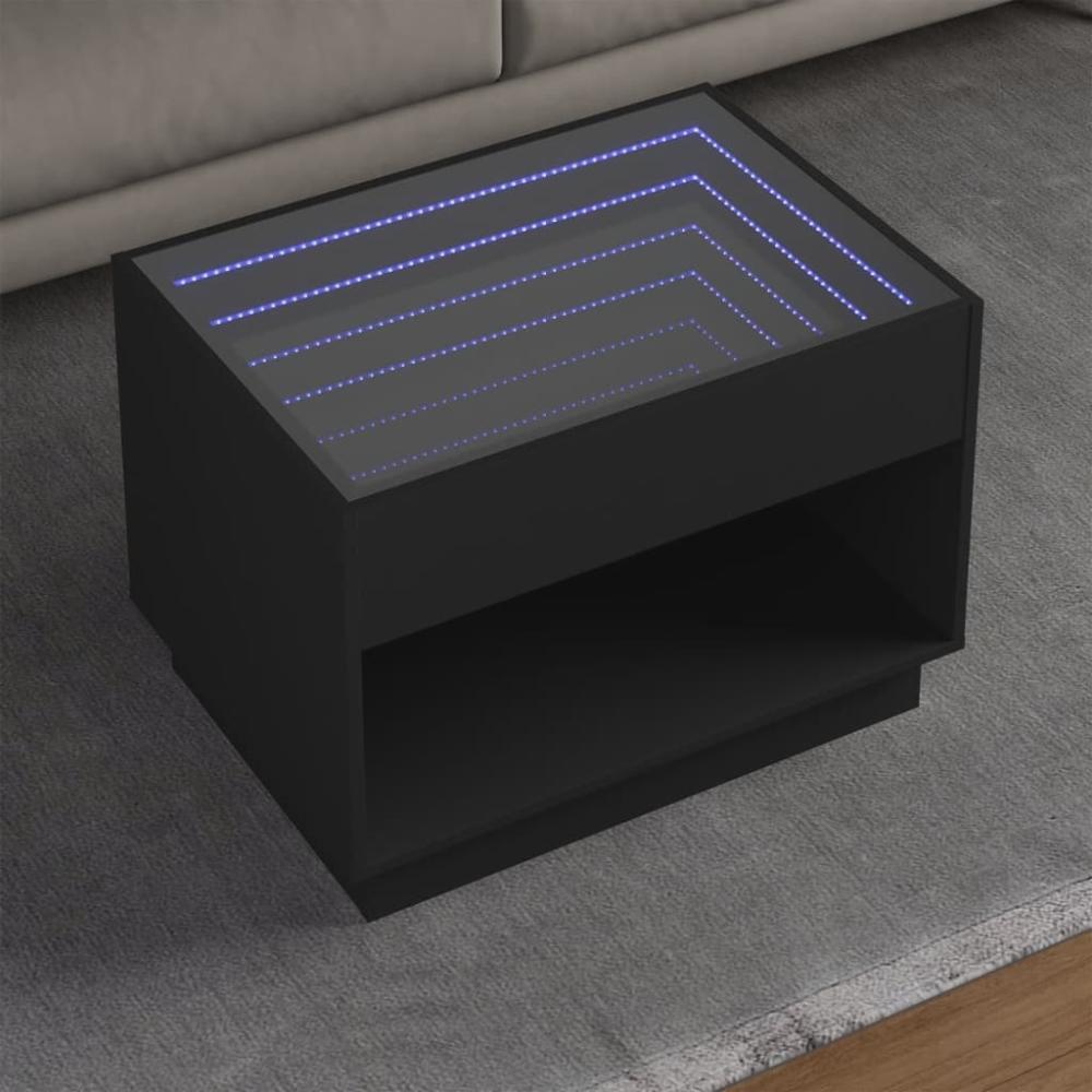 Couchtisch mit Infinity-LED Schwarz 70x50x50 cm 847659 Bild 1