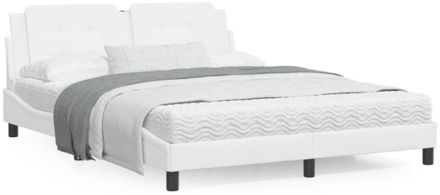 vidaXL Bett mit Matratze Weiß 160x200 cm Kunstleder Bild 1