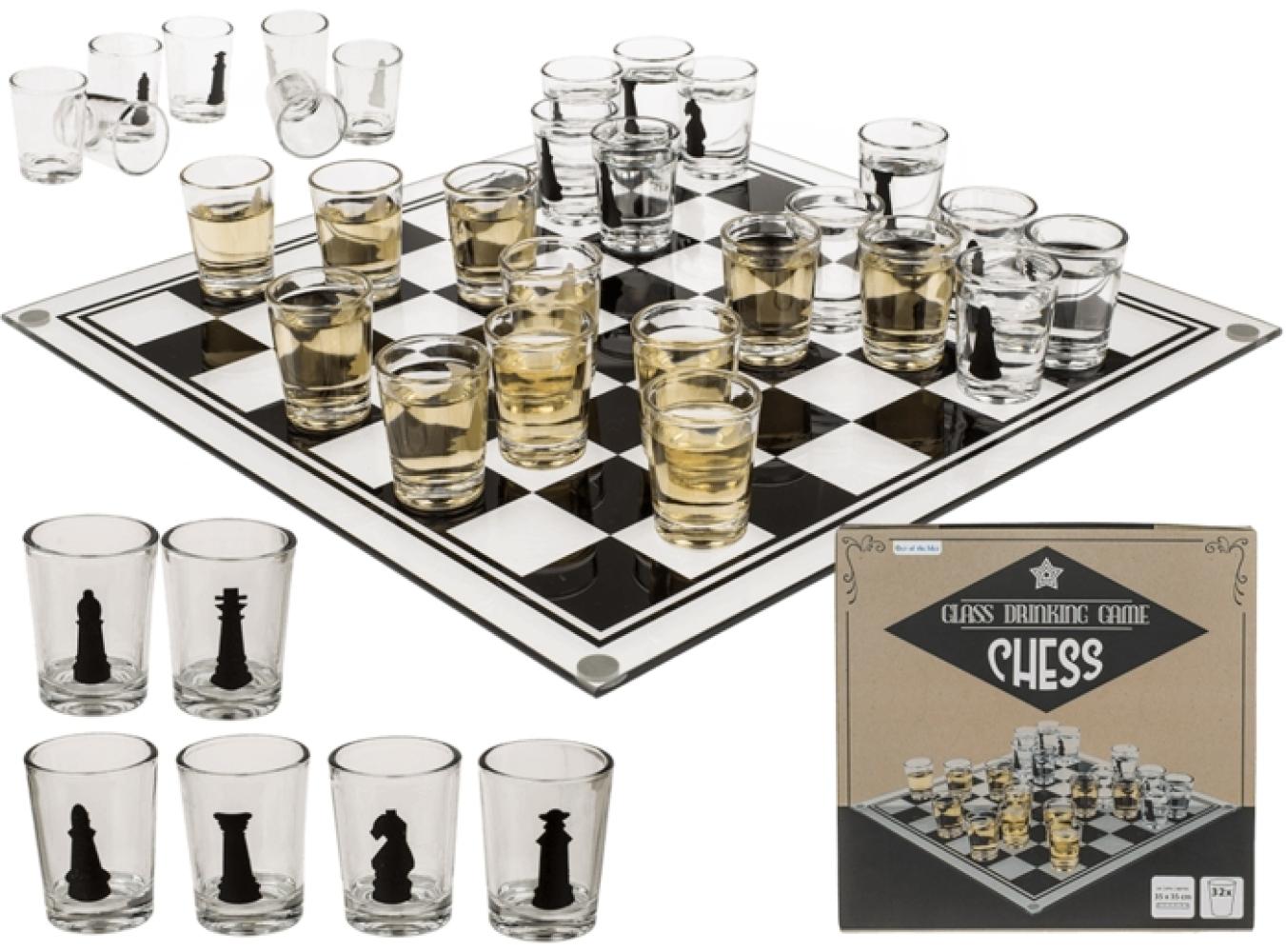 Out of the Blue Glas-Trinkspiel, Schach, mit 32 Gläsern Bild 1