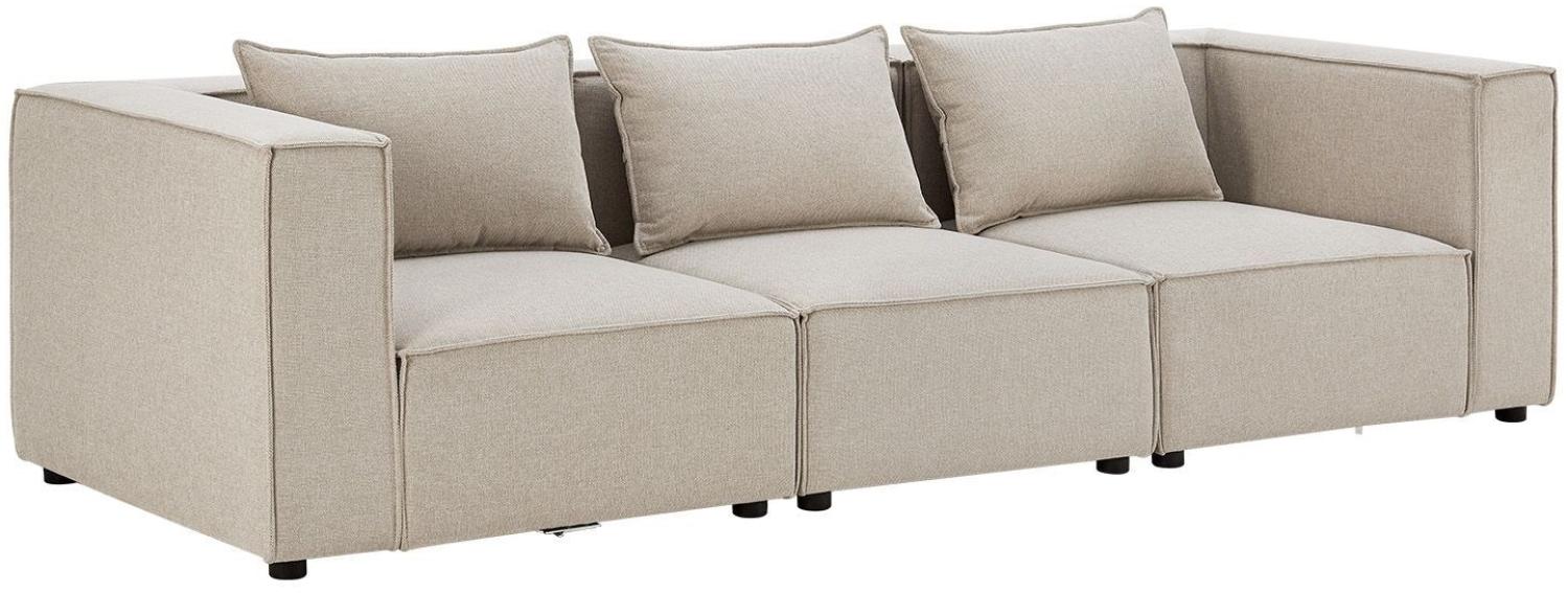 Juskys modulares Sofa Domas M - Couch für Wohnzimmer - 3 Sitzer mit Armlehnen & Kissen - 130 kg belastbar pro Sitz - Möbel Garnitur Stoff Beige Bild 1