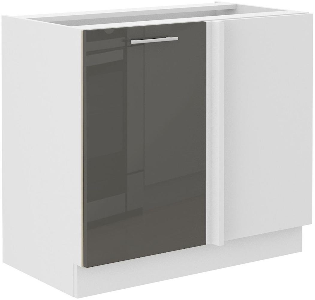 Lara Eckunterschrank 105 cm Grau Glanz + Weiß matt Küchenzeile Küchenblock Küche Bild 1
