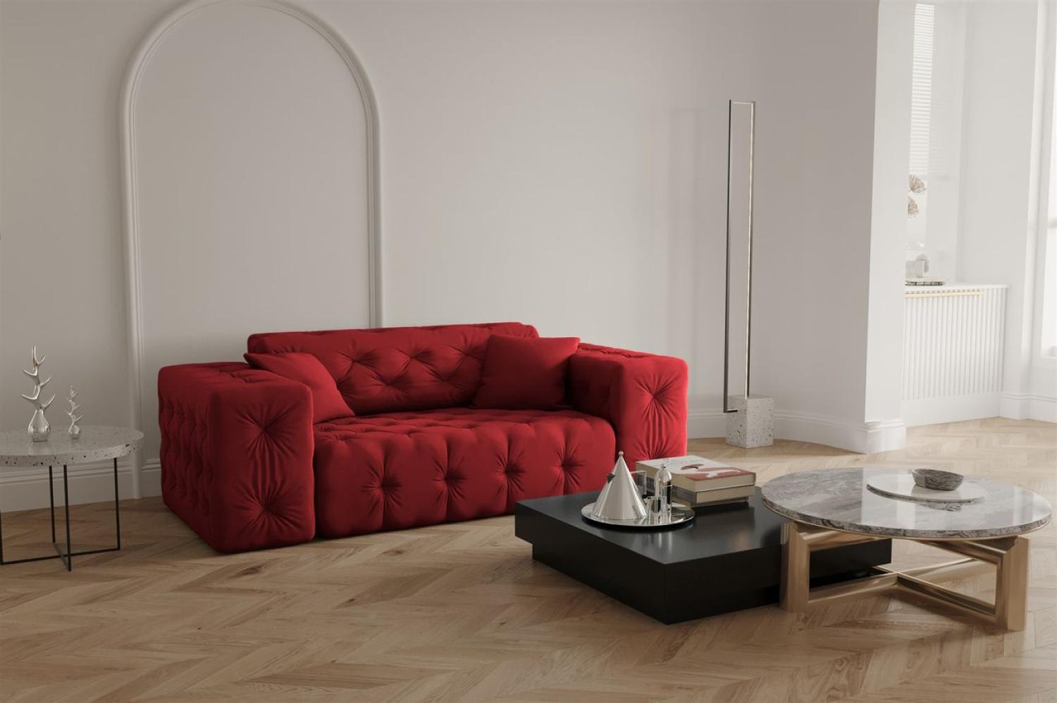 Sofa Designersofa CHANTAL 2-Sitzer in Stoff Opera Velvet Rubinrot Bild 1
