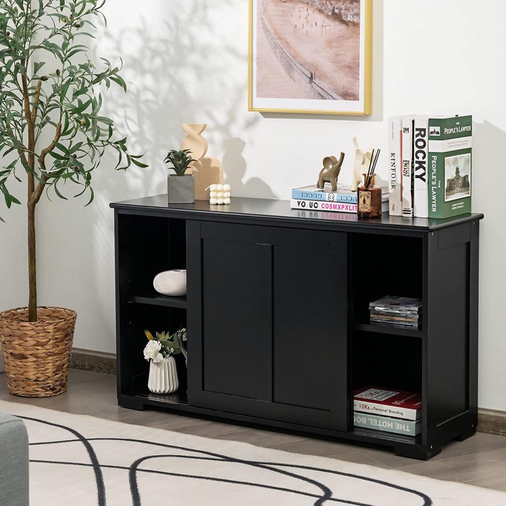 COSTWAY Sideboard, Küchenschrank mit Schiebetüren, höhenverstellbarer Ablage, Beistellschrank für Küche, Esszimmer und Wohnzimmer, 107 x 33 x 60 cm Bild 1