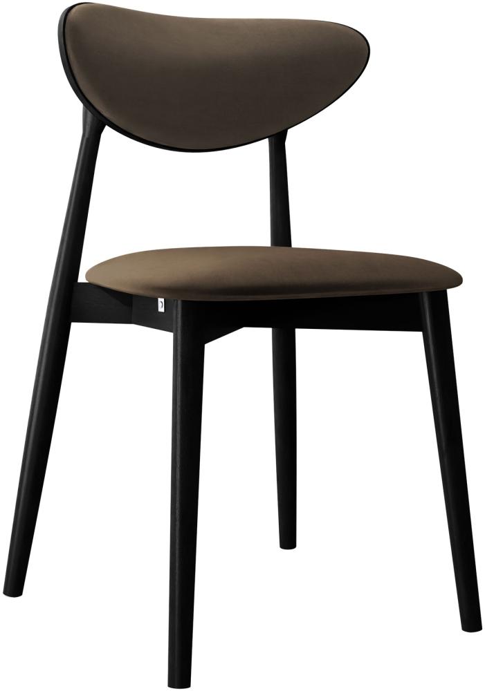 Esszimmerstuhl Bretoka C, Stuhl aus Buchenholz für Küche, Restaurant (Schwarz / Magic Velvet 2205) Bild 1