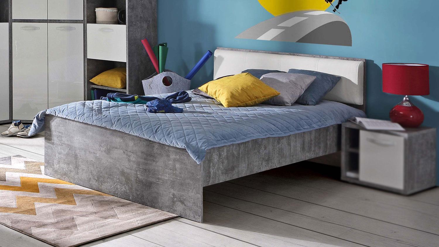 FORTE 'Canmore' Möbel Bett betongrau/weiß, 120x200cm Bild 1