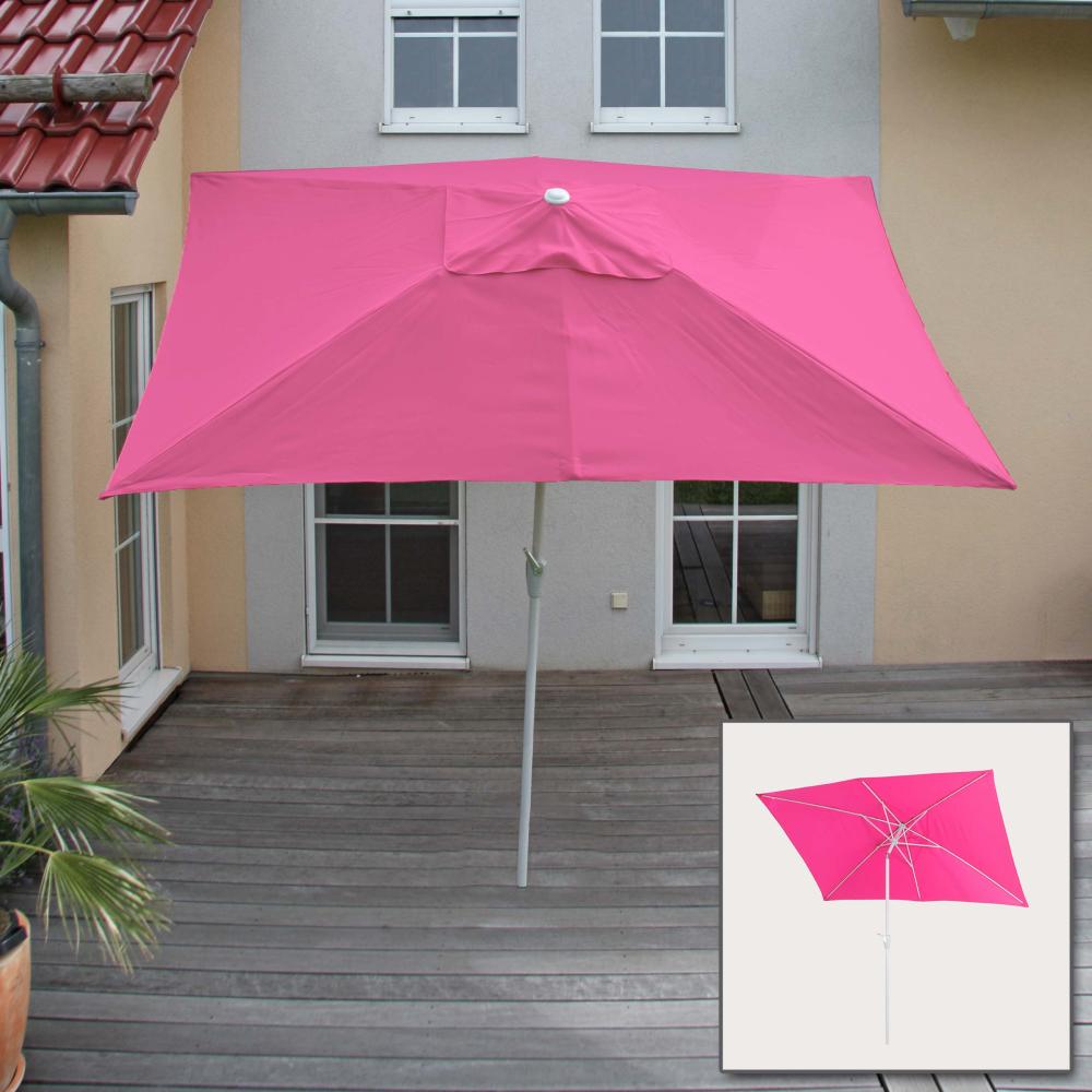 Sonnenschirm N23, Gartenschirm, 2x3m rechteckig neigbar, Polyester/Alu 4,5kg UV-Schutz 50+ ~ pink Bild 1