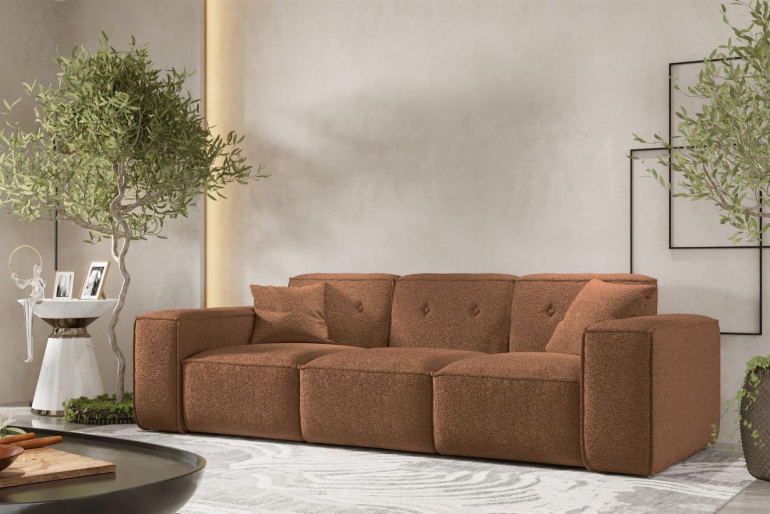 Sofa Designersofa CESINA 3-Sitzer in Stoff Ascot Bukla Rostbraun Bild 1