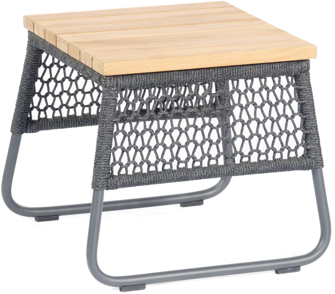 Sonnenpartner Lounge-Tisch Poison 45x45 cm Teak/Alu/Polyrope grau Beistelltisch Bild 1