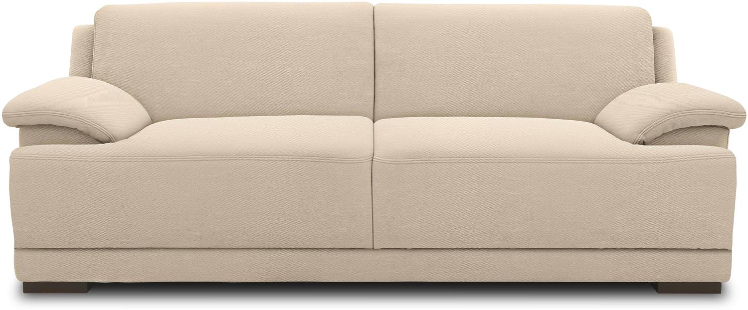DOMO Collection Telos 3er Boxspringsofa, Sofa mit Boxspringfederung, Zeitlose Couch mit breiten Armlehnen, 218x96x80 cm, Polstergarnitur in beige Bild 1